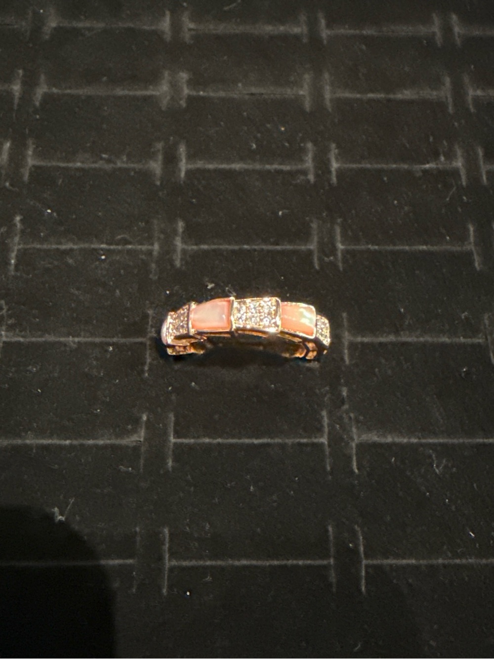 Rose Gold Pink Inlay & Crystal Accent Women's Ring